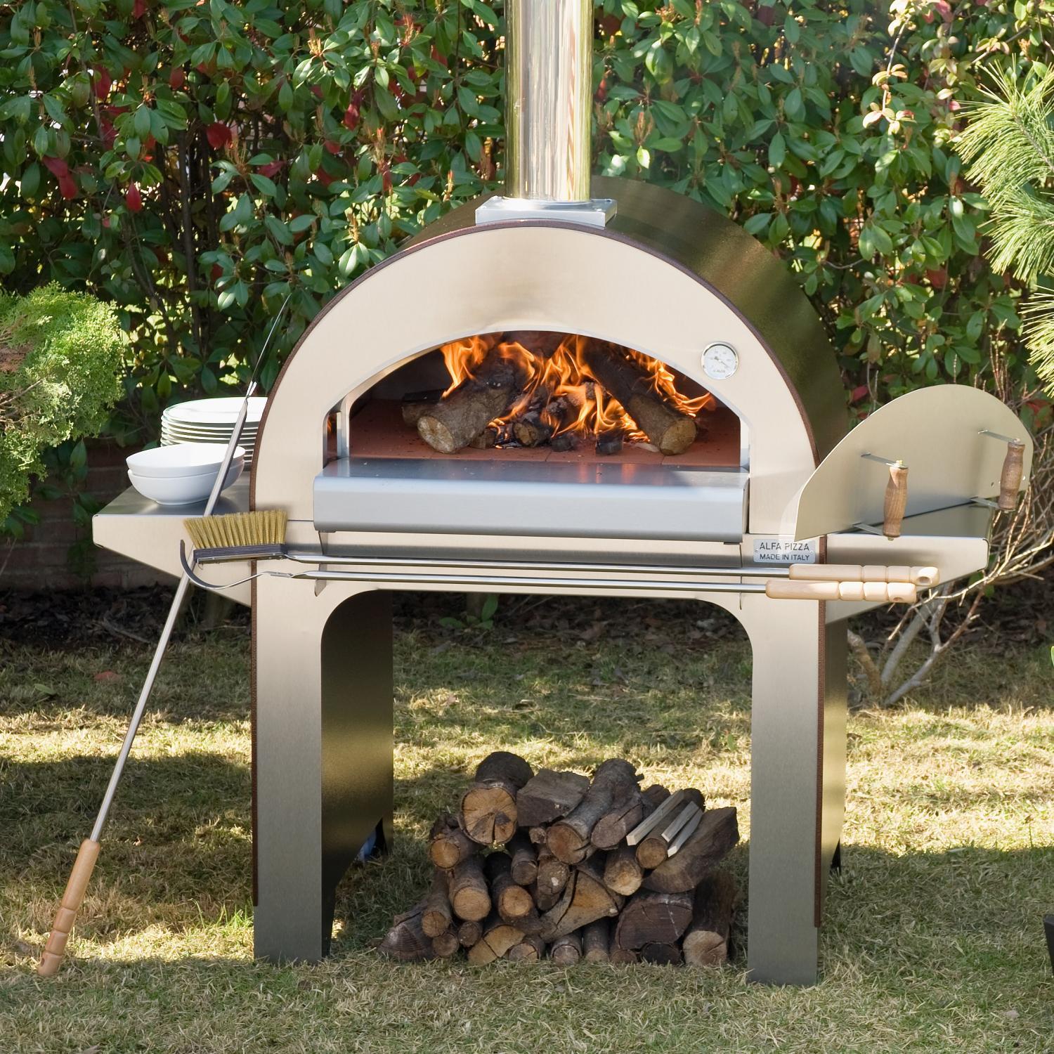 Alfa Forno 4 Wood Burning Pizza Oven On Cart - Copper