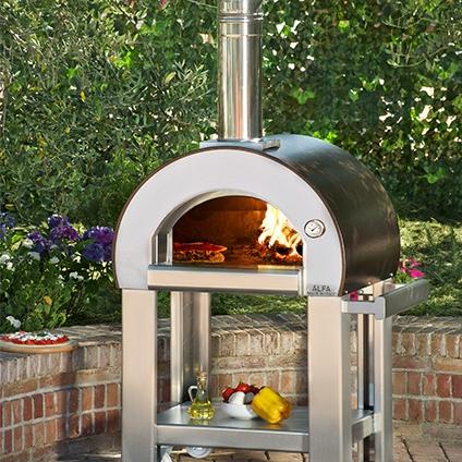 Alfa Forno 5 Minuti Wood Burning Pizza Oven On Cart - Copper