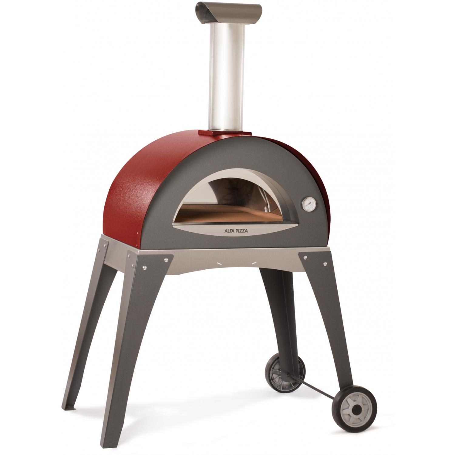 Alfa Forno Ciao Wood Burning Pizza Oven On Cart - Red