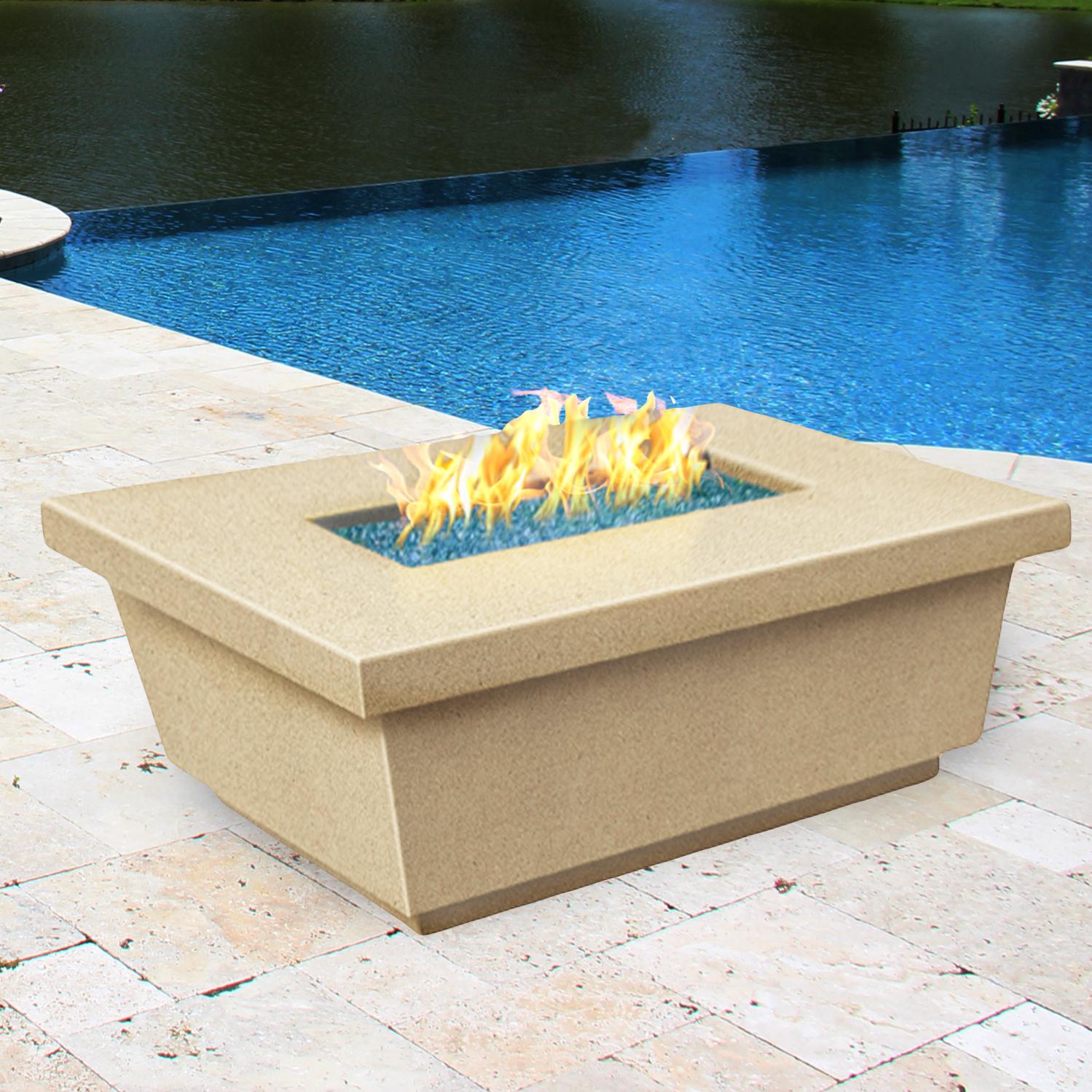 American Fyre Designs Contempo 52-Inch Rectangular Natural Gas Fire Table - Cafe Blanco
