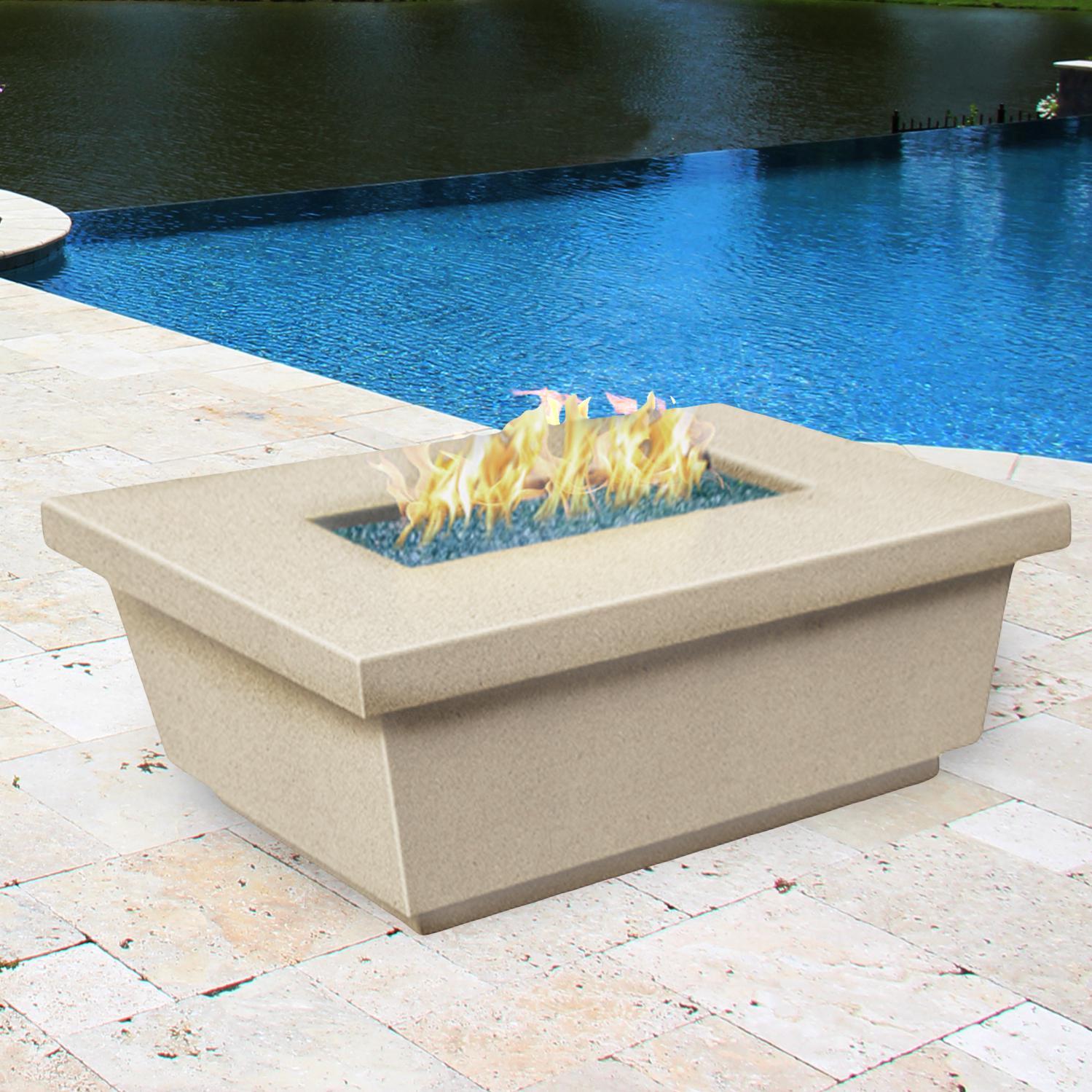 American Fyre Designs Contempo 52-Inch Rectangular Propane Gas Fire Table - Smoke