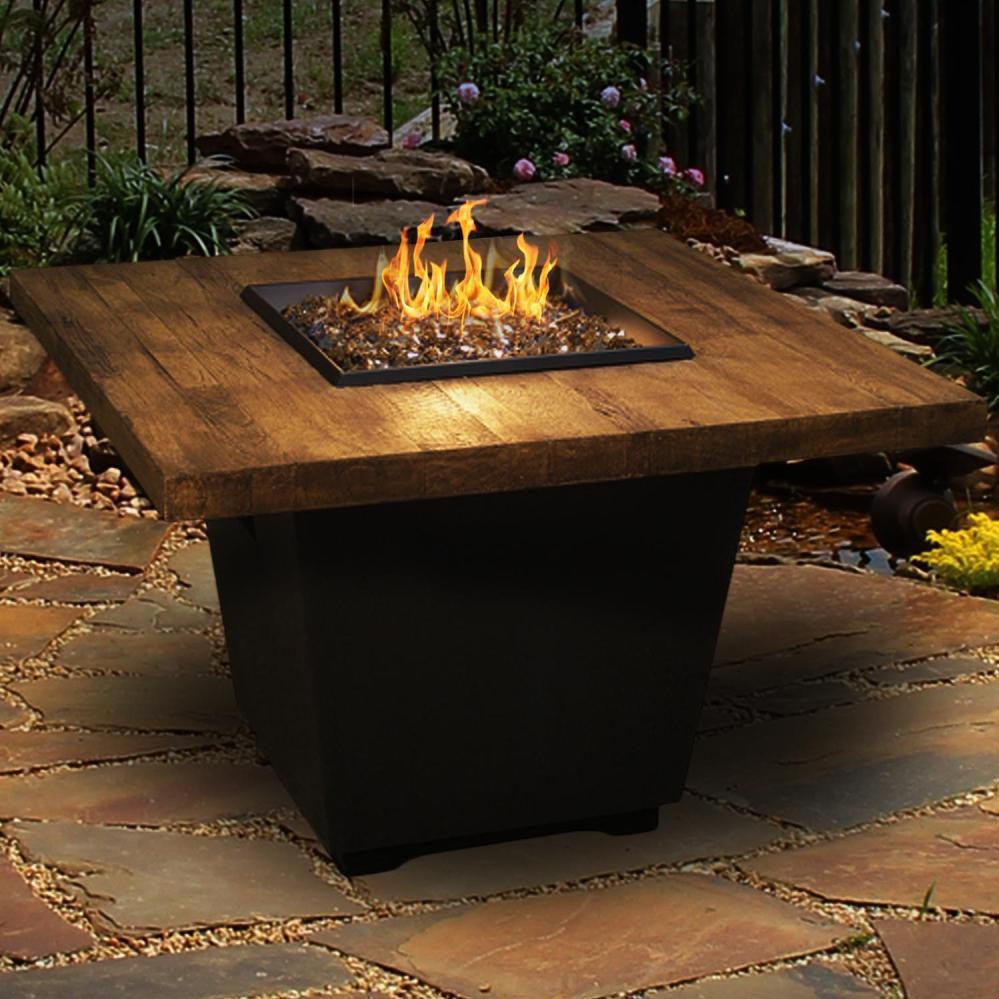 American Fyre Designs Cosmopolitan 36-Inch French Barrel Oak Natural Gas Square Fire Table - Black Lava