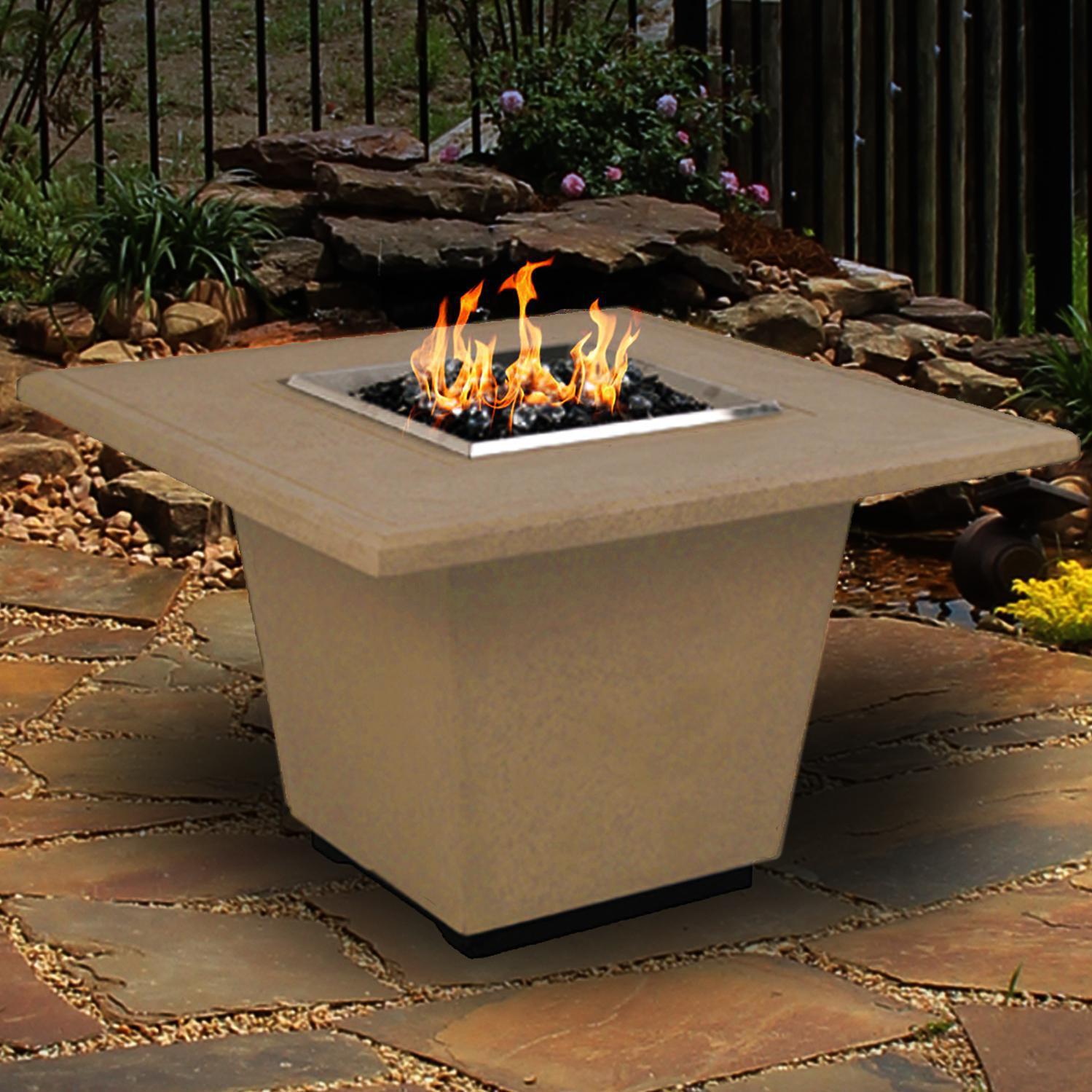 American Fyre Designs Cosmopolitan 36-Inch Square Propane Gas Fire Table - Cafe Blanco