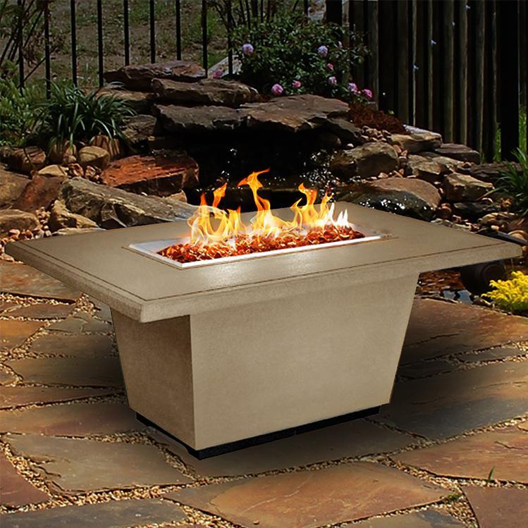 American Fyre Designs Cosmopolitan 54-Inch Rectangular Propane Gas Fire Table - Cafe Blanco