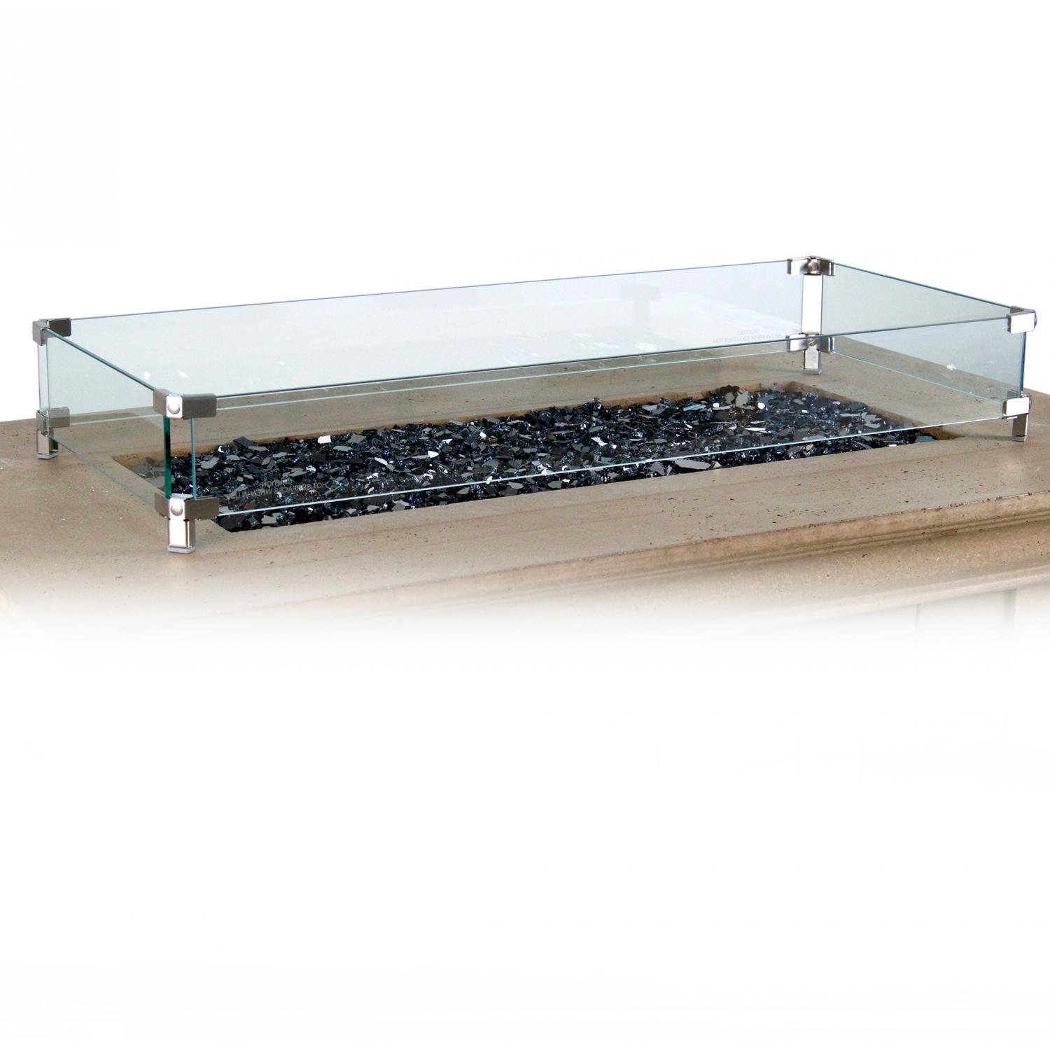 American Fyre Designs Glass Wind Guard For Rectangular Fire Tables 