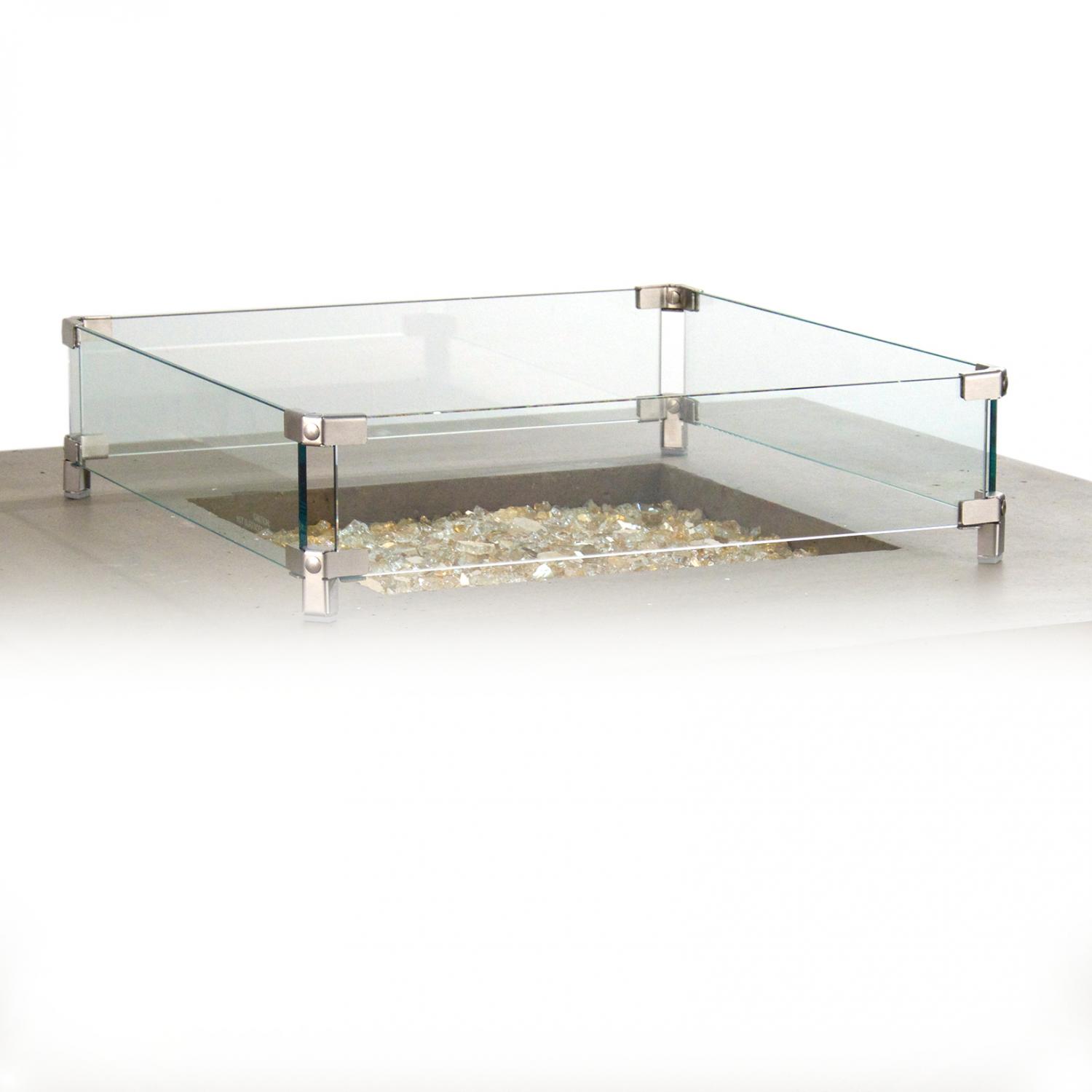 American Fyre Designs Glass Wind Guard For Square Fire Tables 
