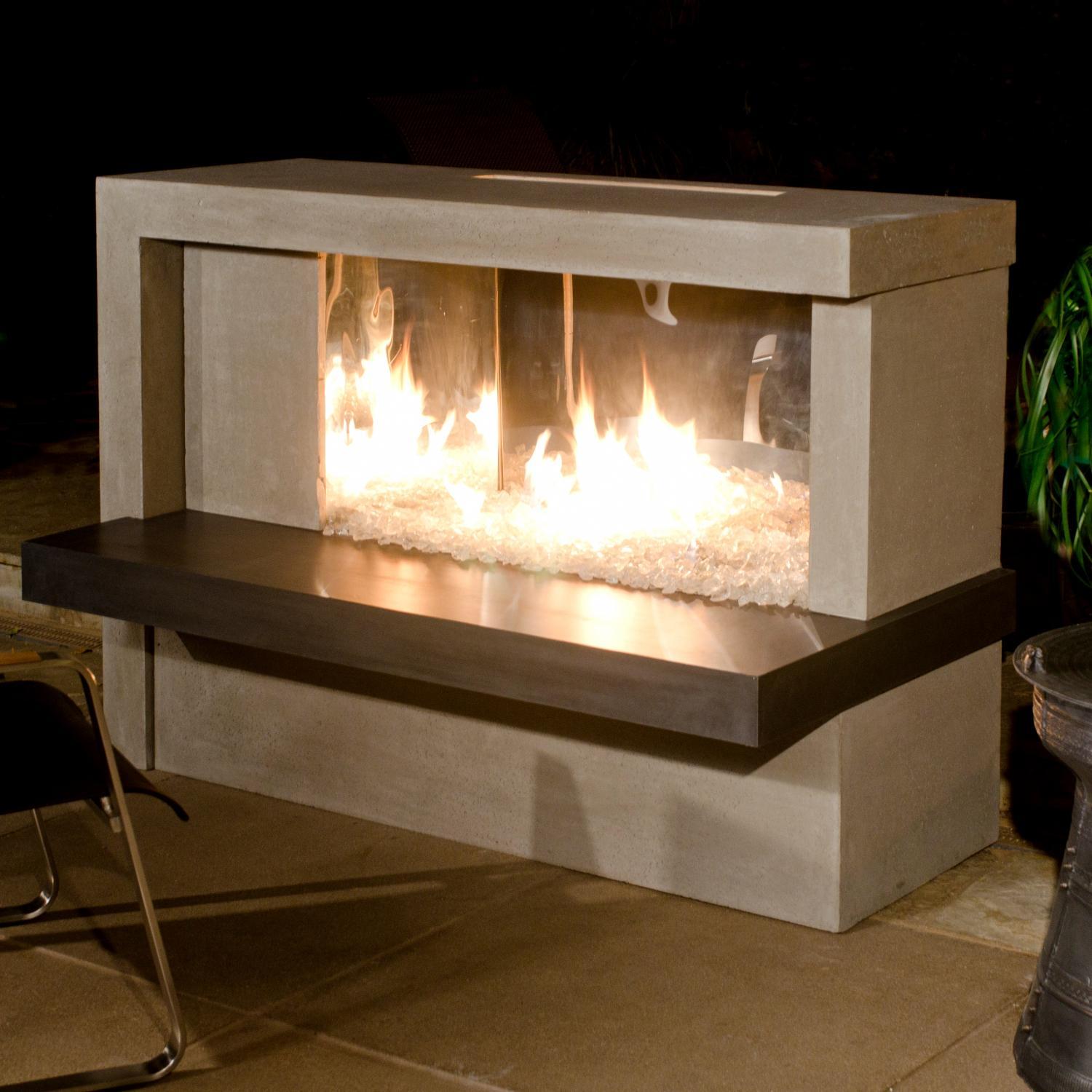 American Fyre Designs Manhattan 59-Inch Outdoor Natural Gas Fireplace - Cafe Blanco