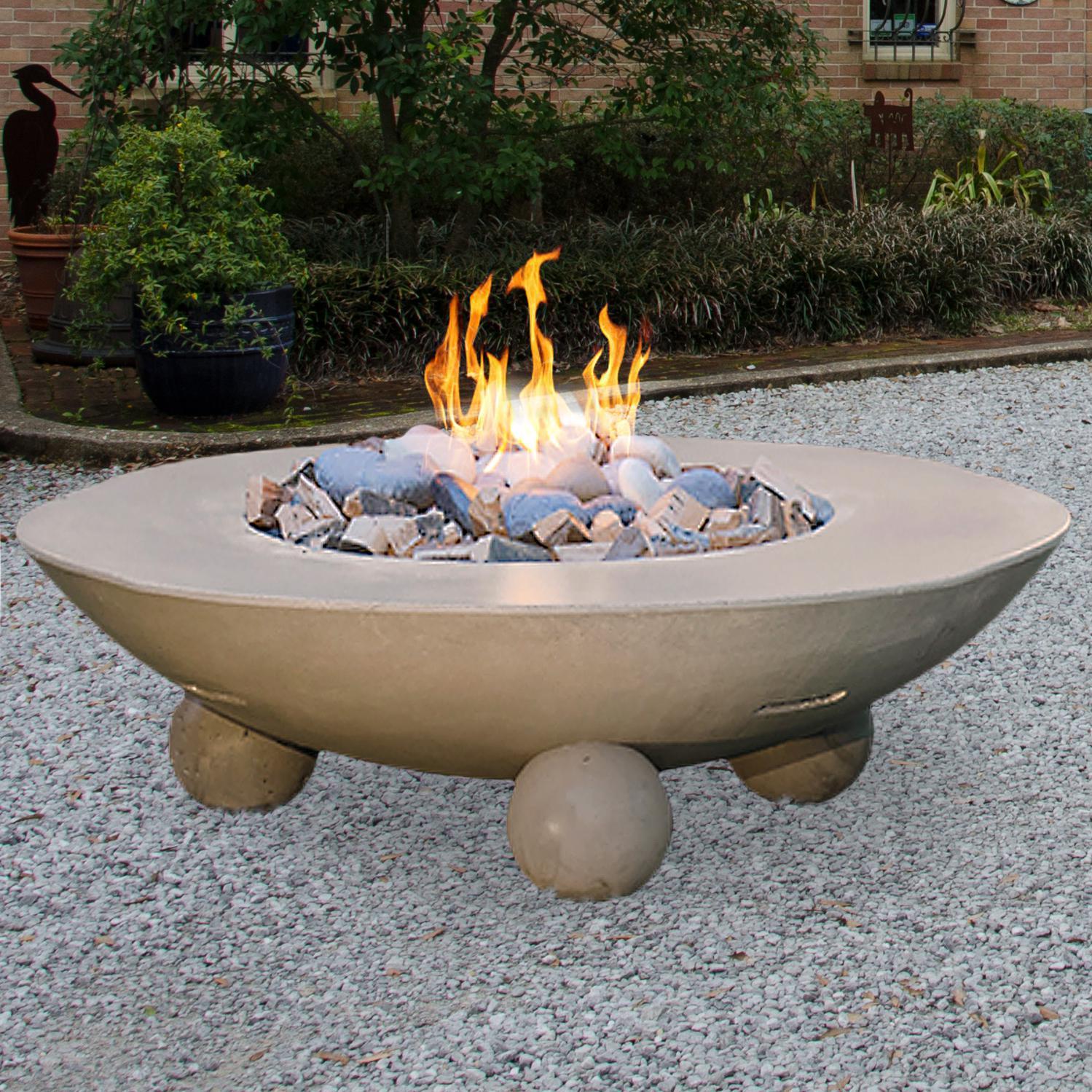 American Fyre Designs Versailles 54-Inch Propane Gas Fire Table With Ball Feet - Cafe Blanco