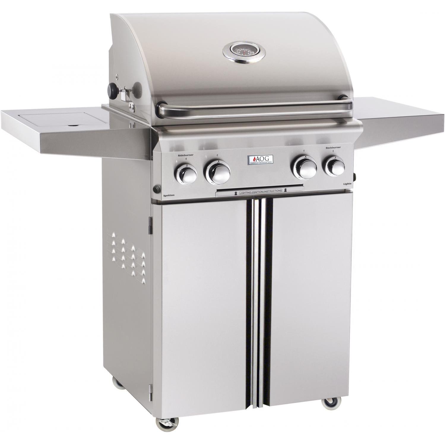 American Outdoor Grill L-Series 24-Inch 2-Burner Freestanding Natural Gas Grill W/ Rotisserie & Single Side Burner - 24NCL