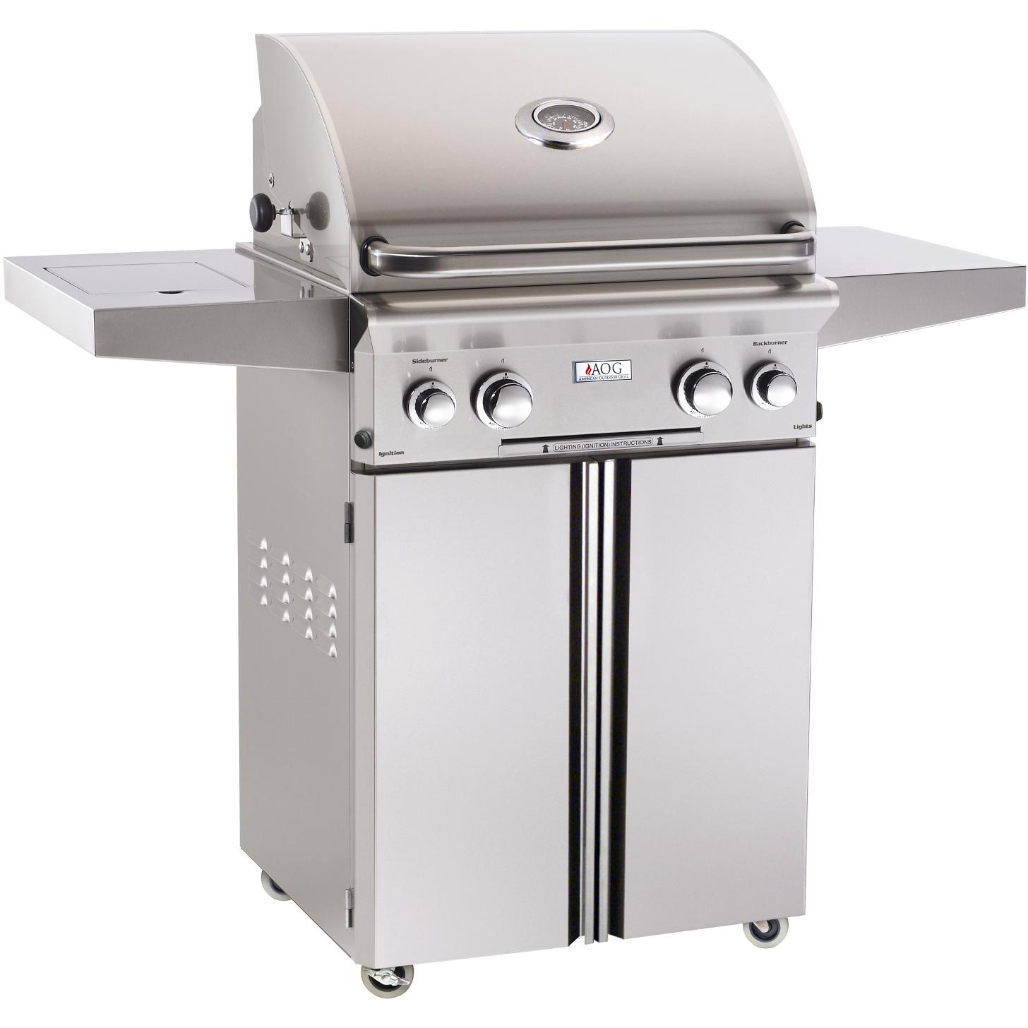 American Outdoor Grill L-Series 24-Inch 2-Burner Freestanding Propane Gas Grill W/ Rotisserie & Single Side Burner - 24PCL