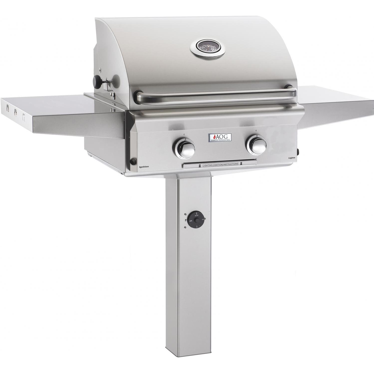 American Outdoor Grill L-Series 24-Inch 2-Burner Propane Gas Grill On In-Ground Post - 24PGL-00SP