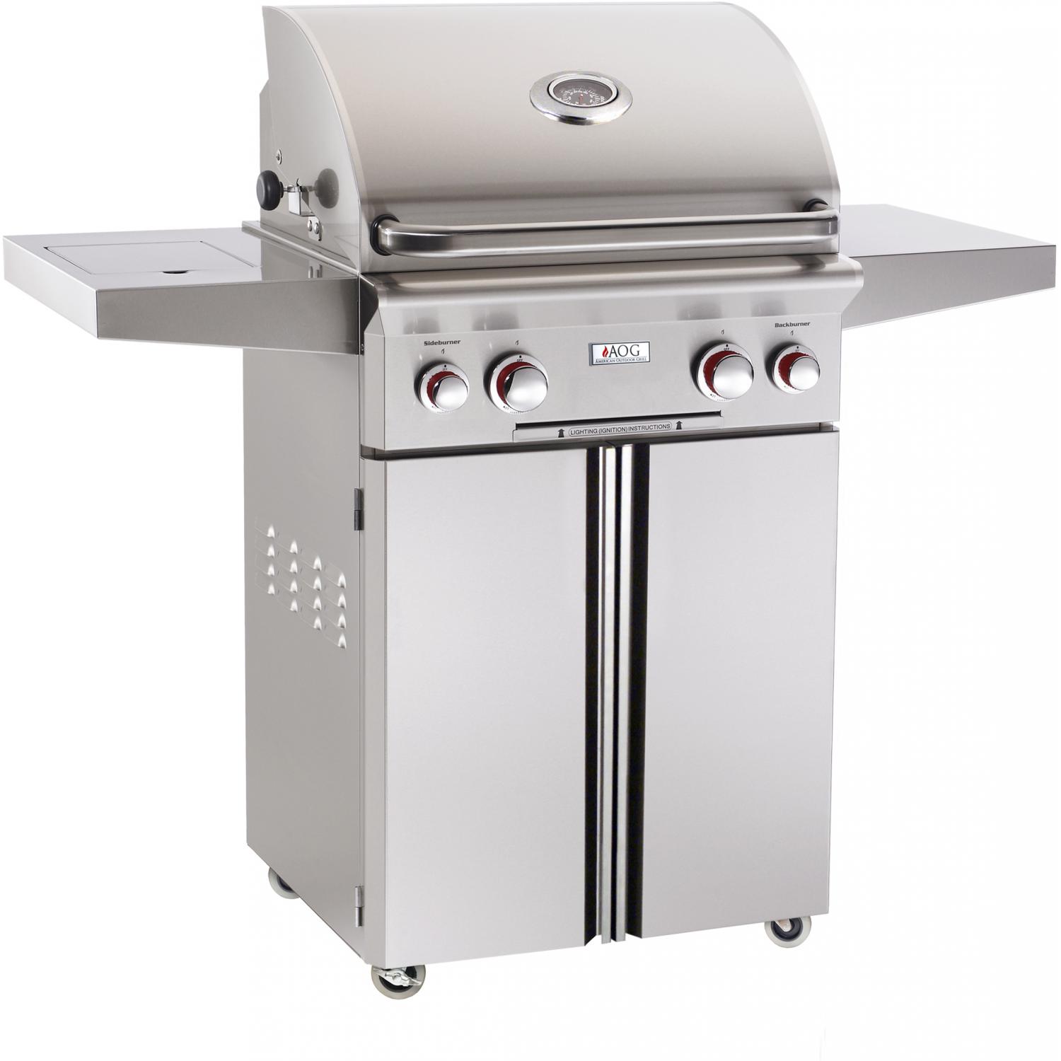 American Outdoor Grill T-Series 24-Inch 2-Burner Freestanding Natural Gas Grill W/ Rotisserie & Single Side Burner - 24NCT