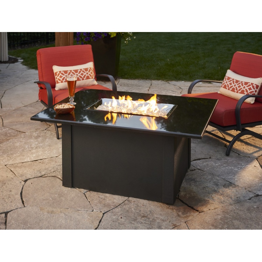 Black Grandstone Rectangular Gas Fire Pit Table