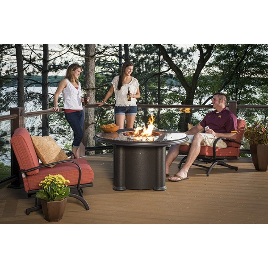 Brown Grand Colonial Gas Fire Pit Table - Chat, Dining, or Pub Height