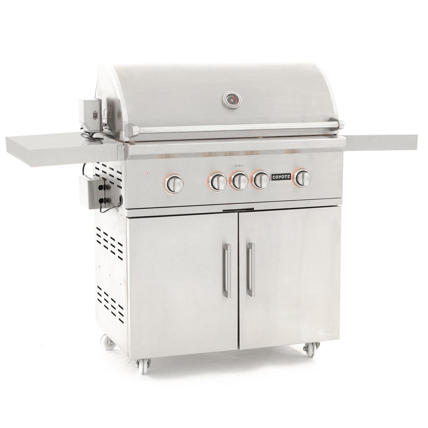 Coyote S-Series 36-Inch 4-Burner Freestanding Natural Gas Grill With RapidSear Infrared Burner & Rotisserie