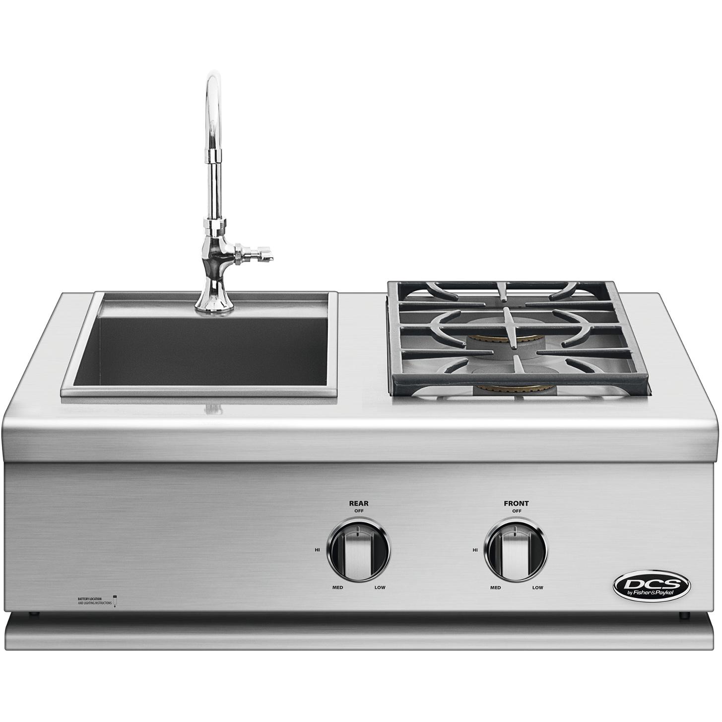 DCS 30-Inch Liberty Built-In Propane Gas Double Side Burner And Sink - BFGC-30BS-L