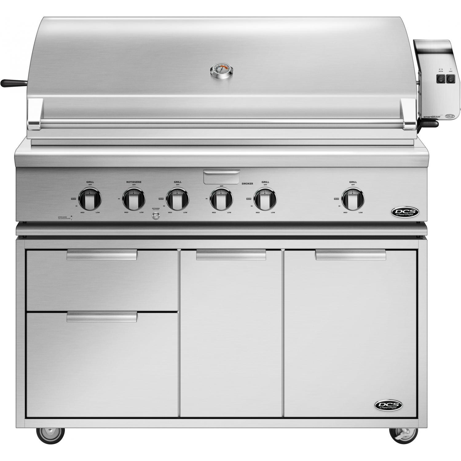 DCS Professional 48-Inch Freestanding Natural Gas Grill With Rotisserie On DCS CAD Cart - BH1-48R-N