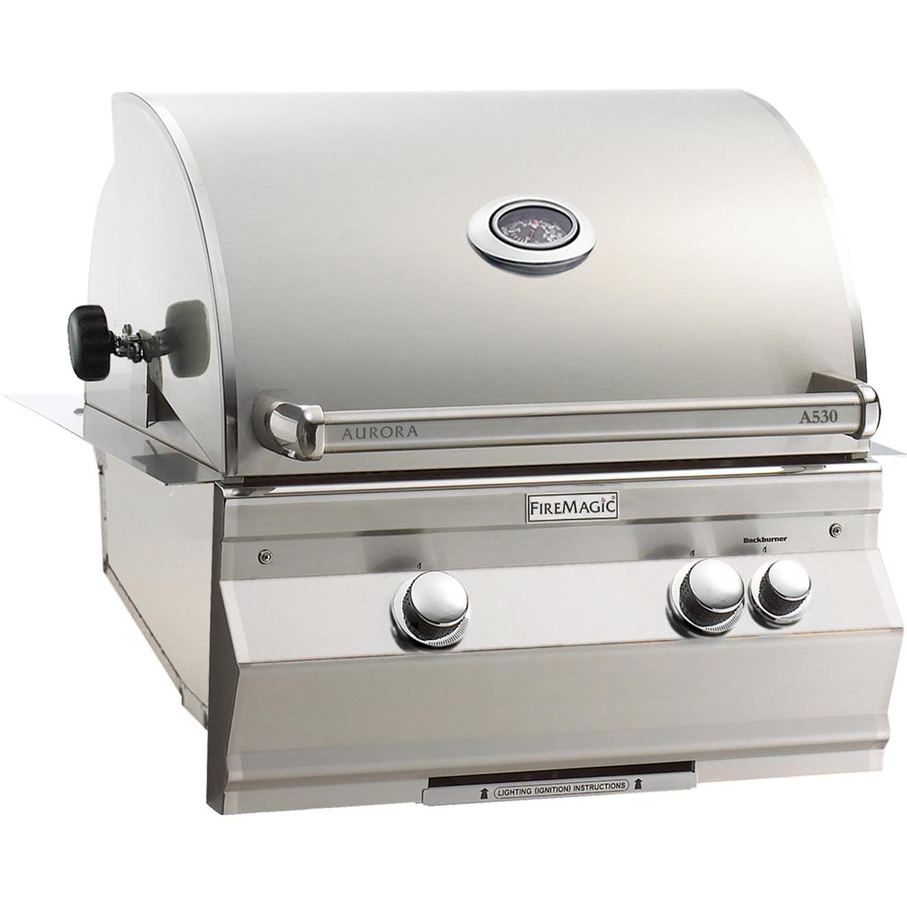 Fire Magic Aurora A530i 24-Inch Built-In Natural Gas Grill With Analog Thermometer And Rotisserie - A530i-6EAN