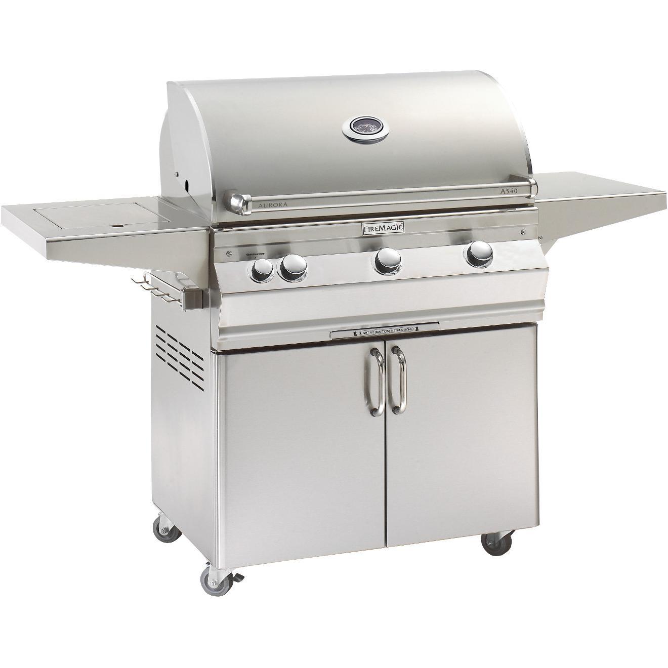 Fire Magic Aurora A540s 30-Inch Freestanding Propane Gas Grill With Analog Thermometer And Single Side Burner - A540s-5EAP-62