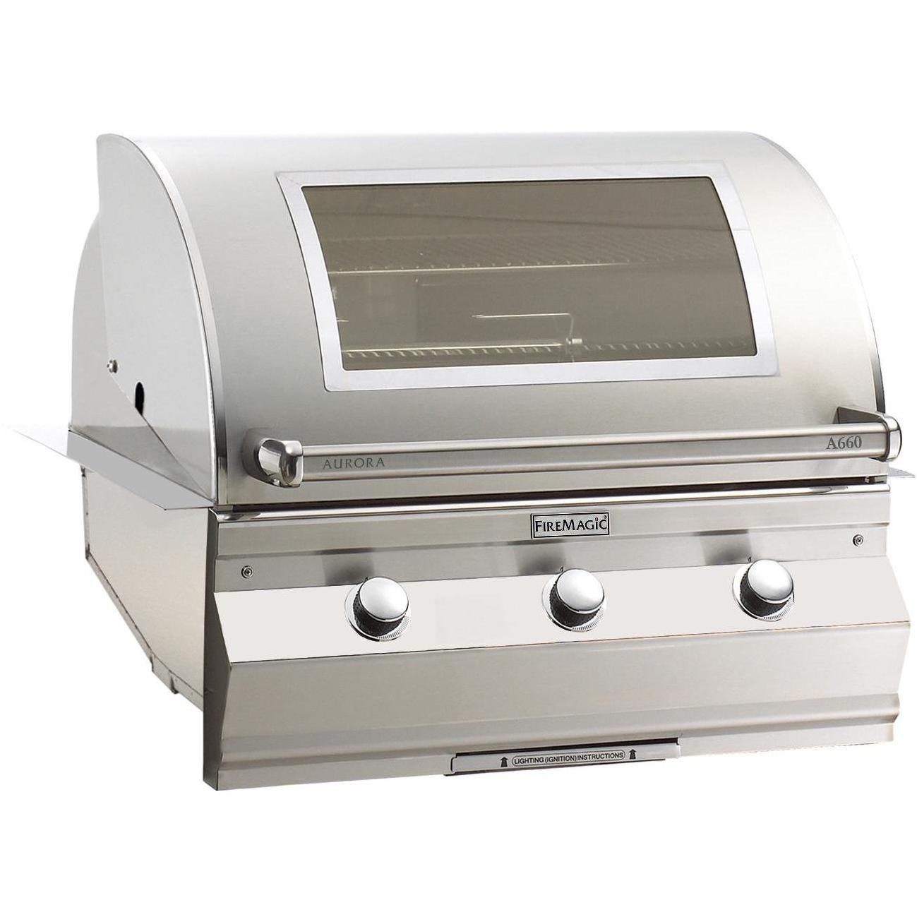 Fire Magic Aurora A660i 30-Inch Built-In Natural Gas Grill With One Infrared Burner, Analog Thermometer And Magic View Window - A660i-5LAN-W