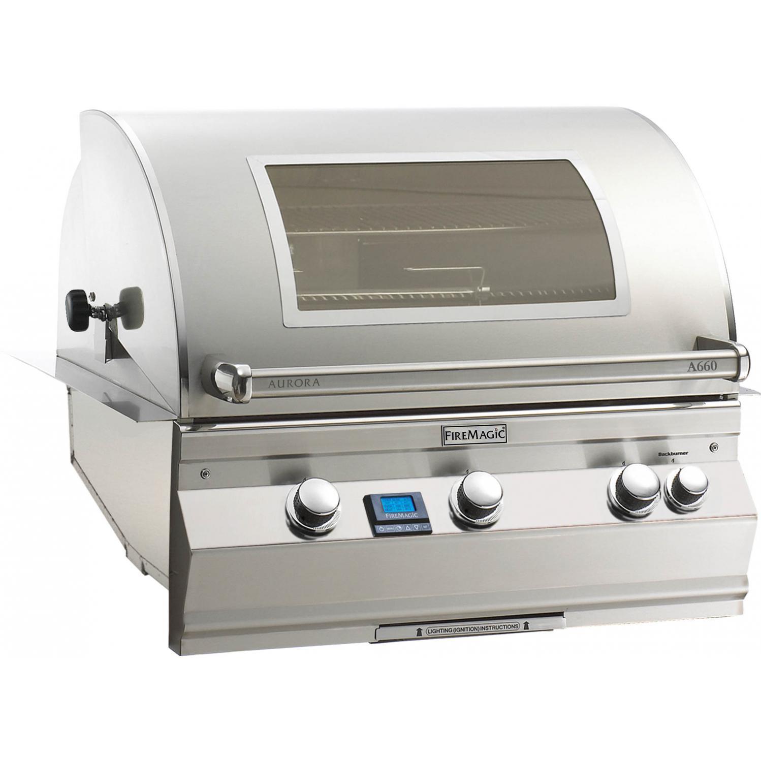 Fire Magic Aurora A660i 30-Inch Built-In Natural Gas Grill With Rotisserie And Magic View Window - A660i-6E1N-W