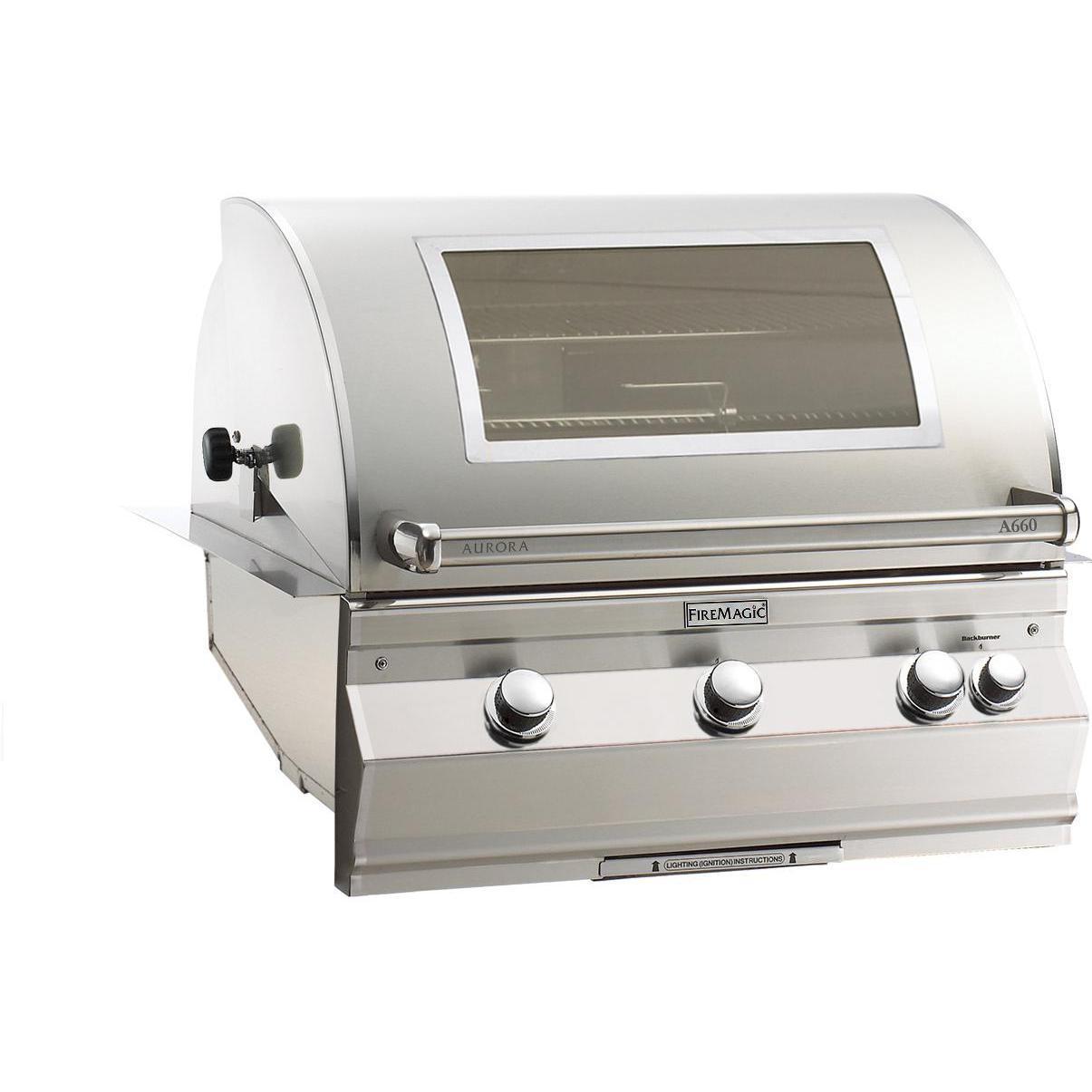 Fire Magic Aurora A660i 30-Inch Built-In Propane Gas Grill With One Infrared Burner, Rotisserie, Analog Thermometer And Magic View Window - A660i-6LAP-W