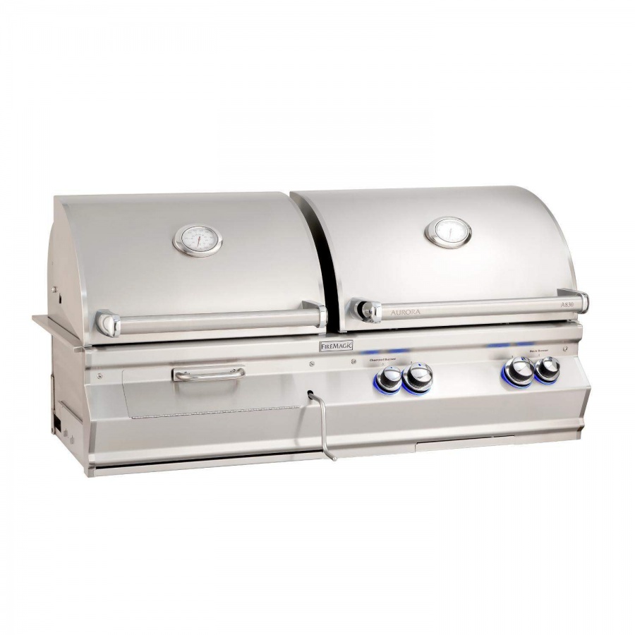 Fire Magic Aurora A830I 46-Inch Built-In Natural Gas & Charcoal Combo Grill With Analog Thermometer - A830I-7EAN-CB