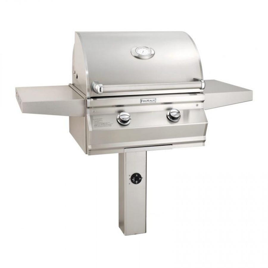 Fire Magic Choice Multi-User 24-Inch Natural Gas Grill With Analog Thermometer On In-Ground Post - CM430S-RT1N-G6