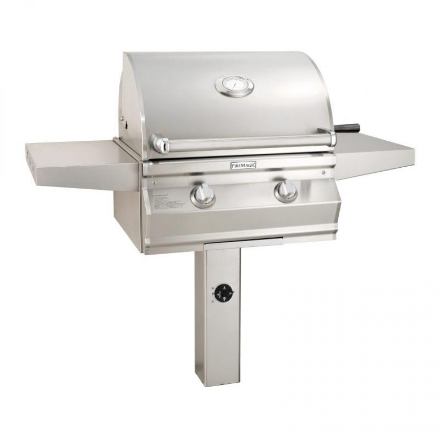 Fire Magic Choice Multi-User Accessible 24-Inch Natural Gas Grill With Analog Thermometer On In-Ground Post - CMA430S-RT1N-G6