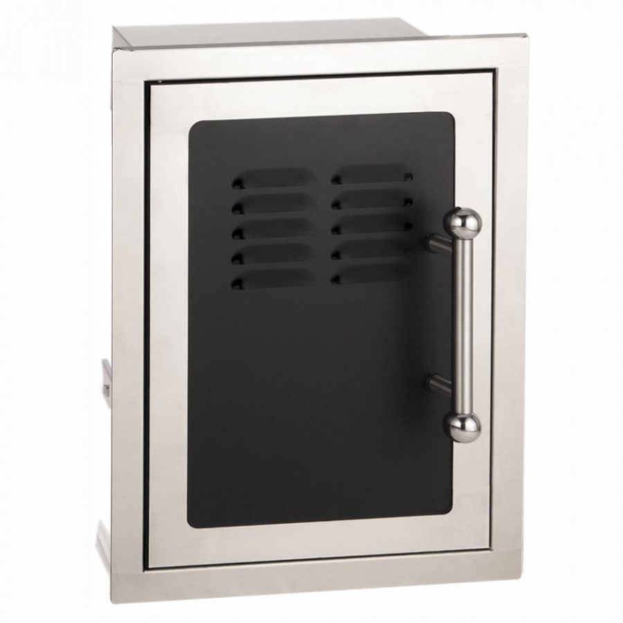Fire Magic Echelon Black Diamond 14-Inch Left-Hinged Louvered Single Access Door W/ Propane Tank Storage & Soft Close - 53820HSC-TL