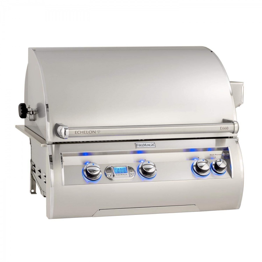 Fire Magic Echelon Diamond 30-Inch Built-In Natural Gas Grill W/ One Infrared Burner, Rotisserie, & Digital Thermometer - E660I-8L1N