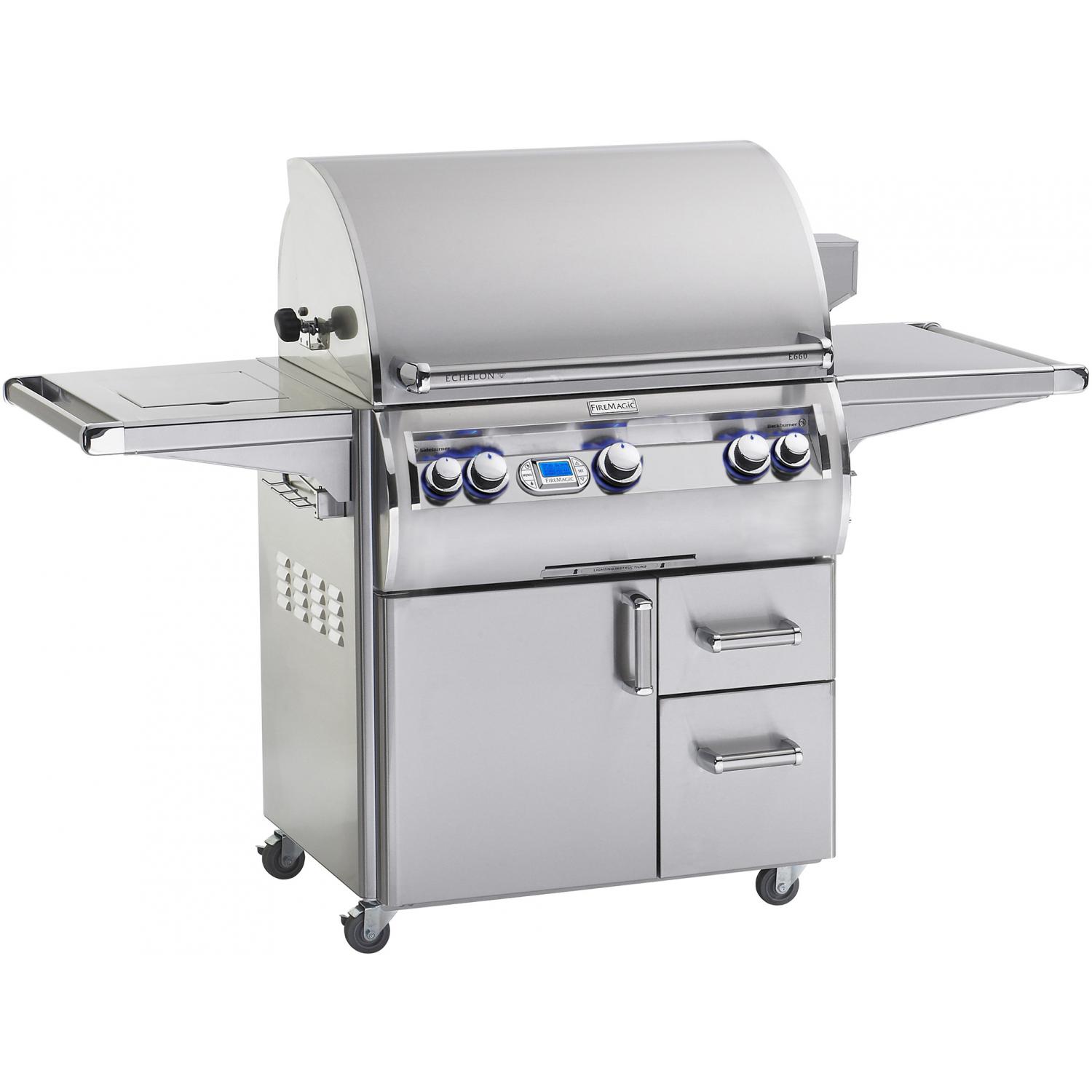 Fire Magic Echelon Diamond E660s 30-Inch Freestanding Natural Gas Grill With Single Side Burner - E660s-4E1N-62