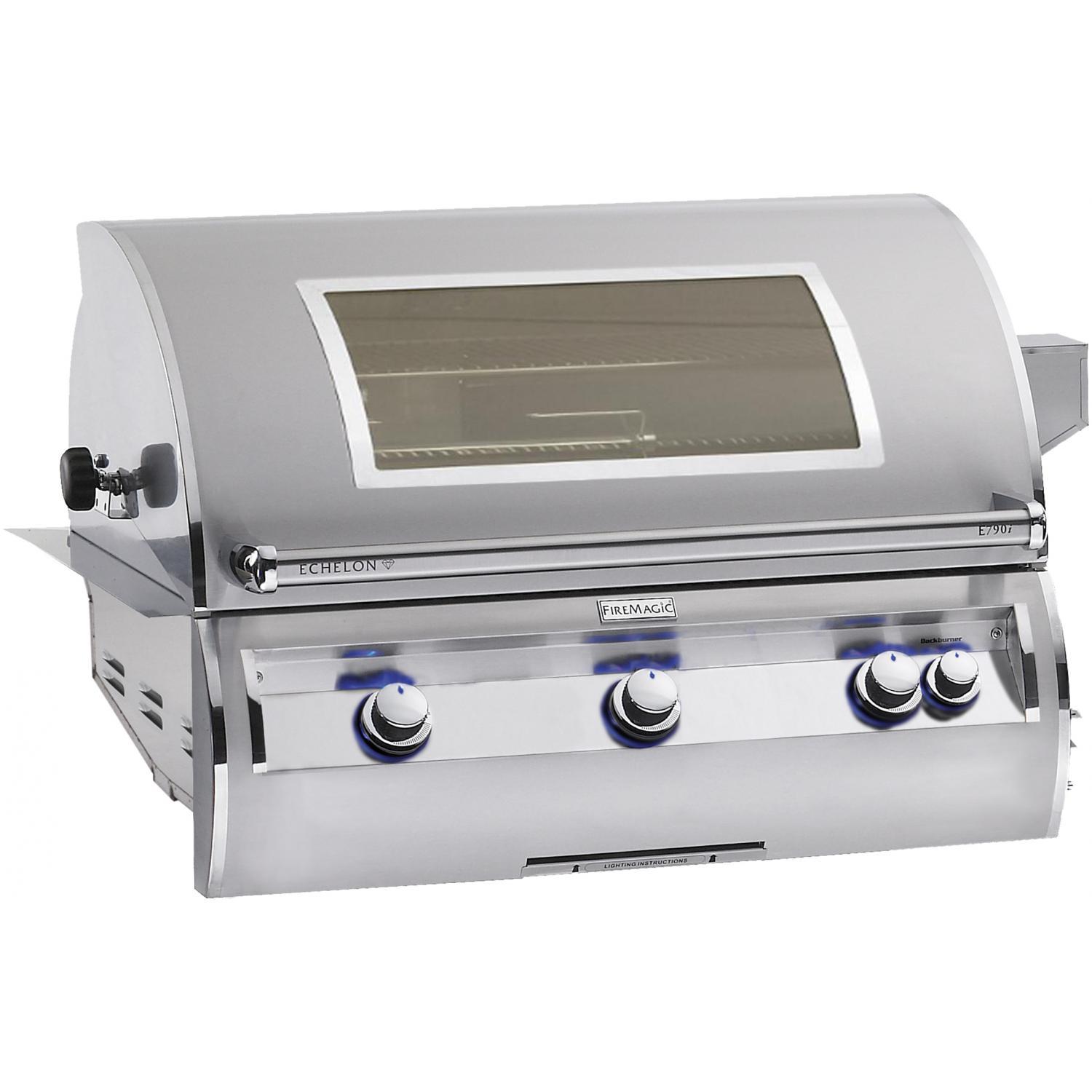 Fire Magic Echelon Diamond E790i 36-Inch Built-In Natural Gas Grill With One Infrared Burner & Magic View Window - E790i-4L1N-W
