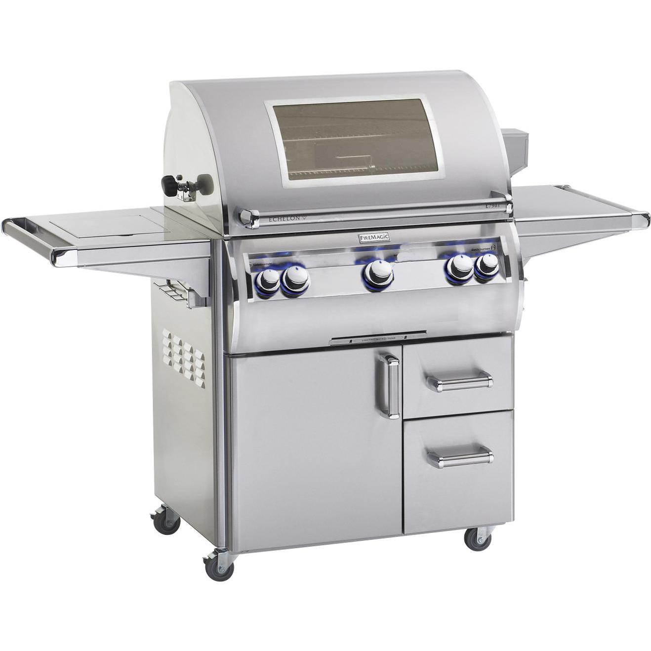 Fire Magic Echelon Diamond E790s 36-Inch Freestanding Natural Gas Grill W/ Analog Thermometer, Single Side Burner & Magic View Window - E790s-4EAN-62-W