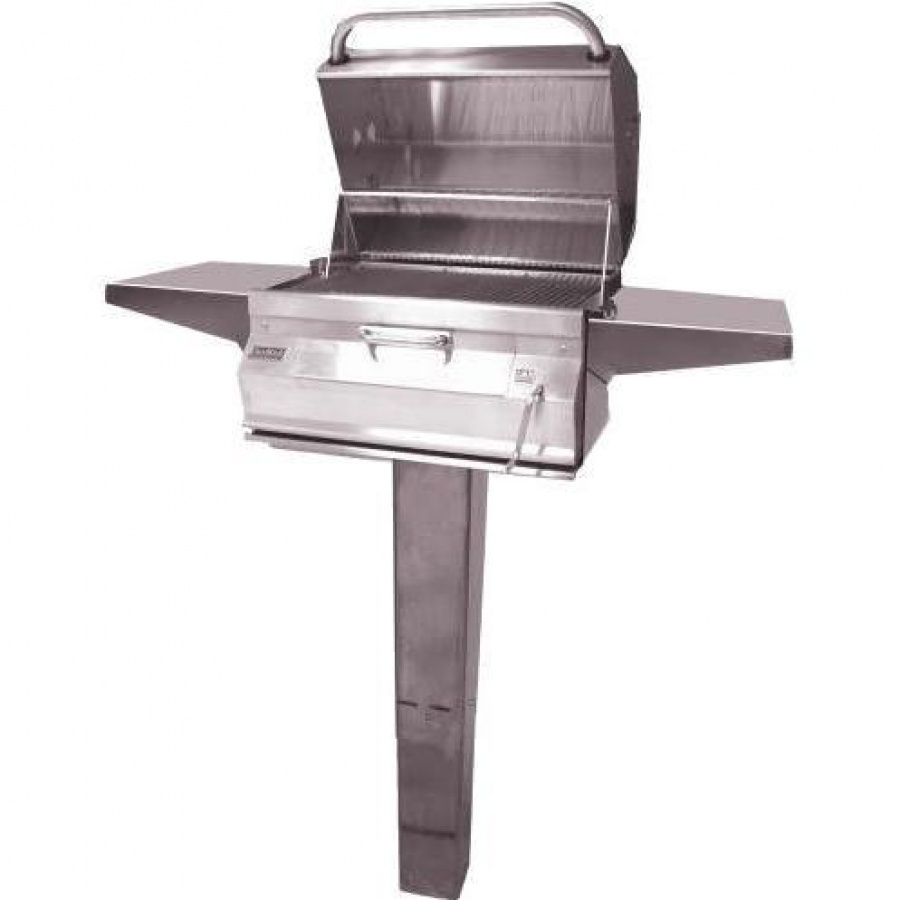 Fire Magic Legacy 24-Inch Smoker Charcoal Grill On In-Ground Post - 22-SC01C-G6