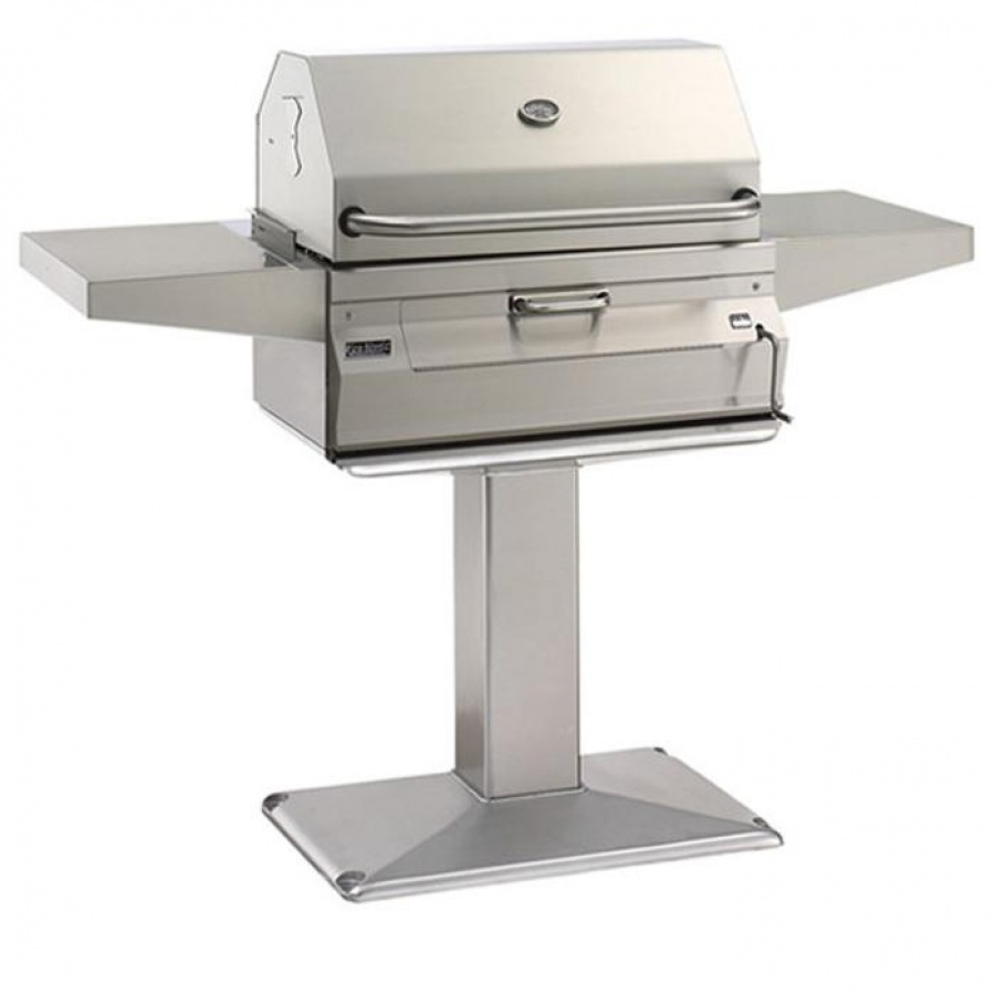 Fire Magic Legacy 24-Inch Smoker Charcoal Grill On Patio Post - 22-SC01C-P6