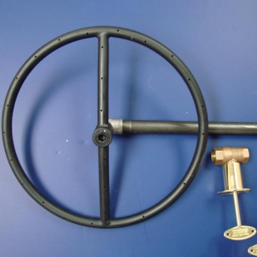 HPC 12-Inch Propane Gas Fire Pit Kit With Round Black Steel Ring Burner - Match Light