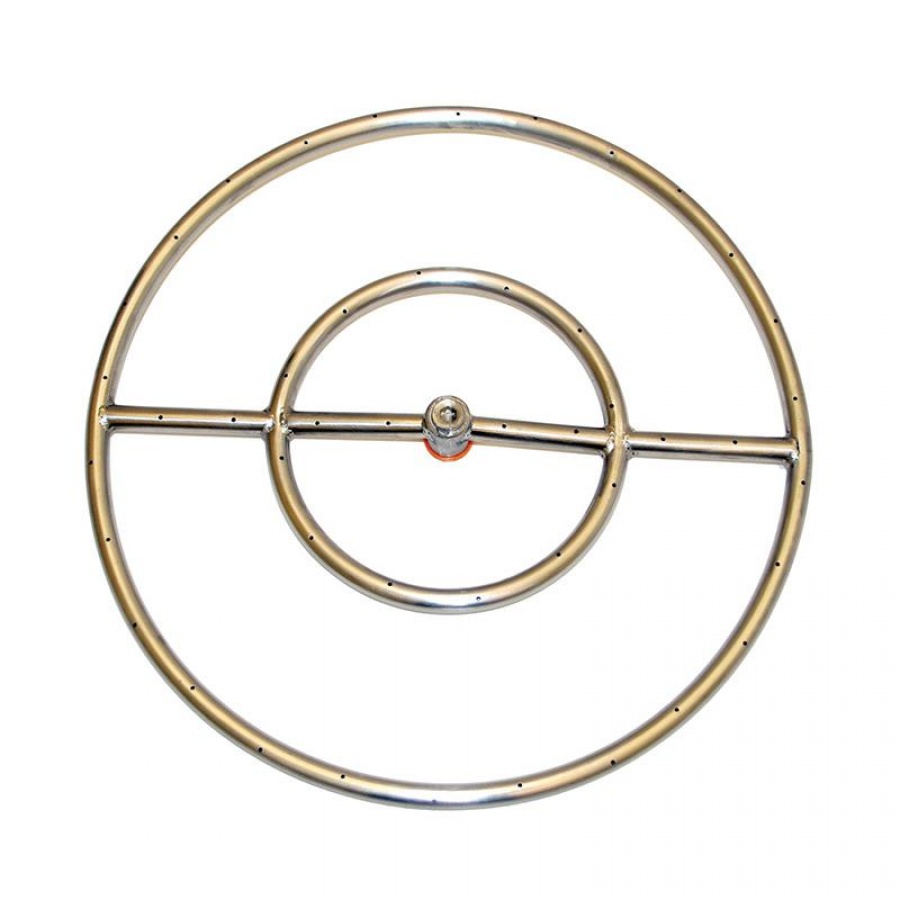 HPC 24-Inch Natural Gas Fire Pit Kit With Round Stainless Steel Ring Burner - Match Light