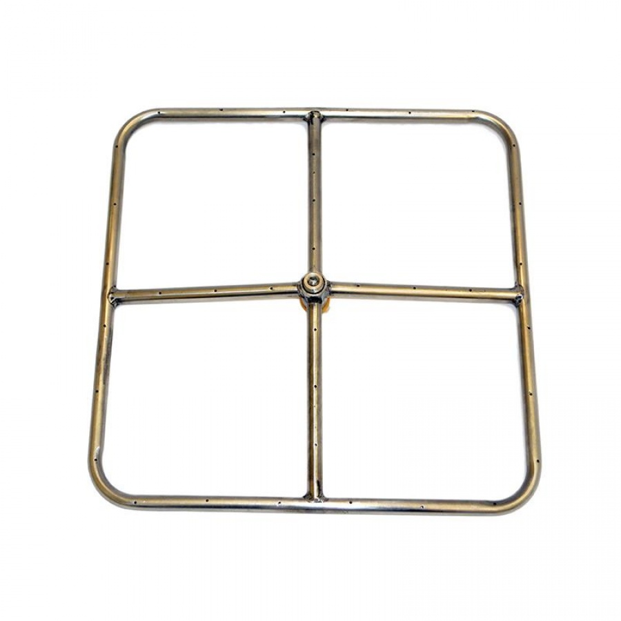 HPC 24-Inch Natural Gas Fire Pit Kit With Square Stainless Steel Ring Burner - Match Light