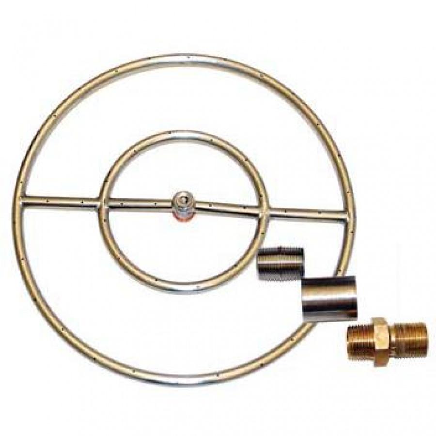HPC 24-Inch Propane Gas Fire Pit Kit With Square Stainless Steel Ring Burner - Match Light