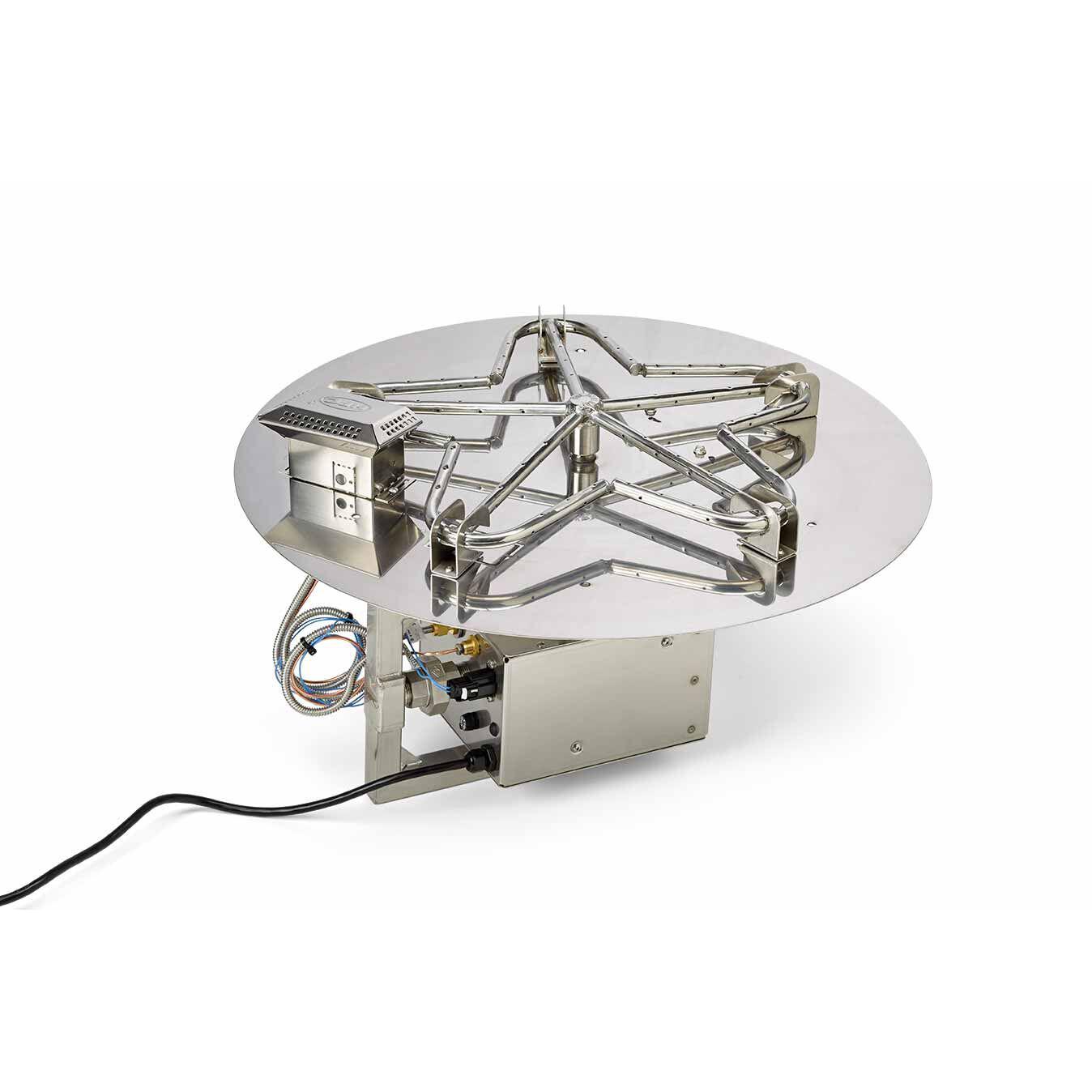 HPC 24-Inch Round Flat Pan Propane Gas Penta Burner Insert - Basic On/Off Electronic Ignition - 120VAC