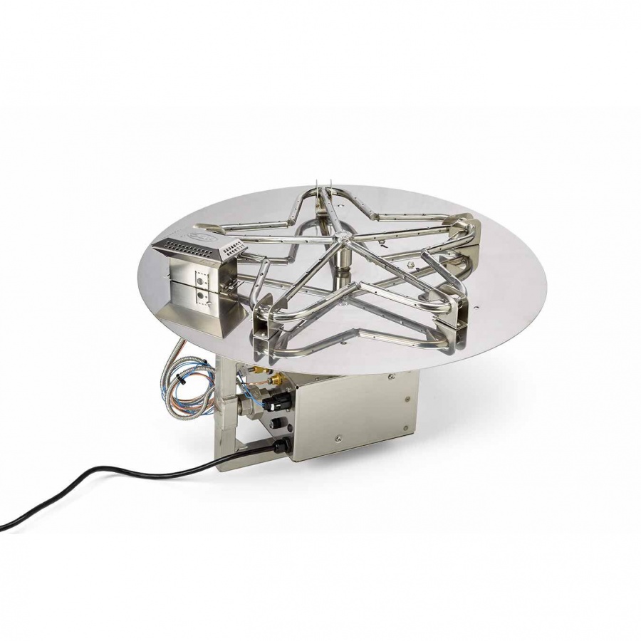 HPC 24-Inch Round Flat Pan Propane Gas Penta Burner Insert - Basic On/Off Electronic Ignition - 24VAC
