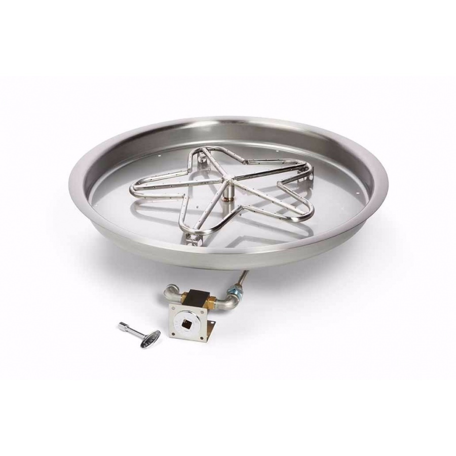 HPC 25-Inch Round Bowl Pan Natural Gas Penta Burner Insert - Match Light Ignition