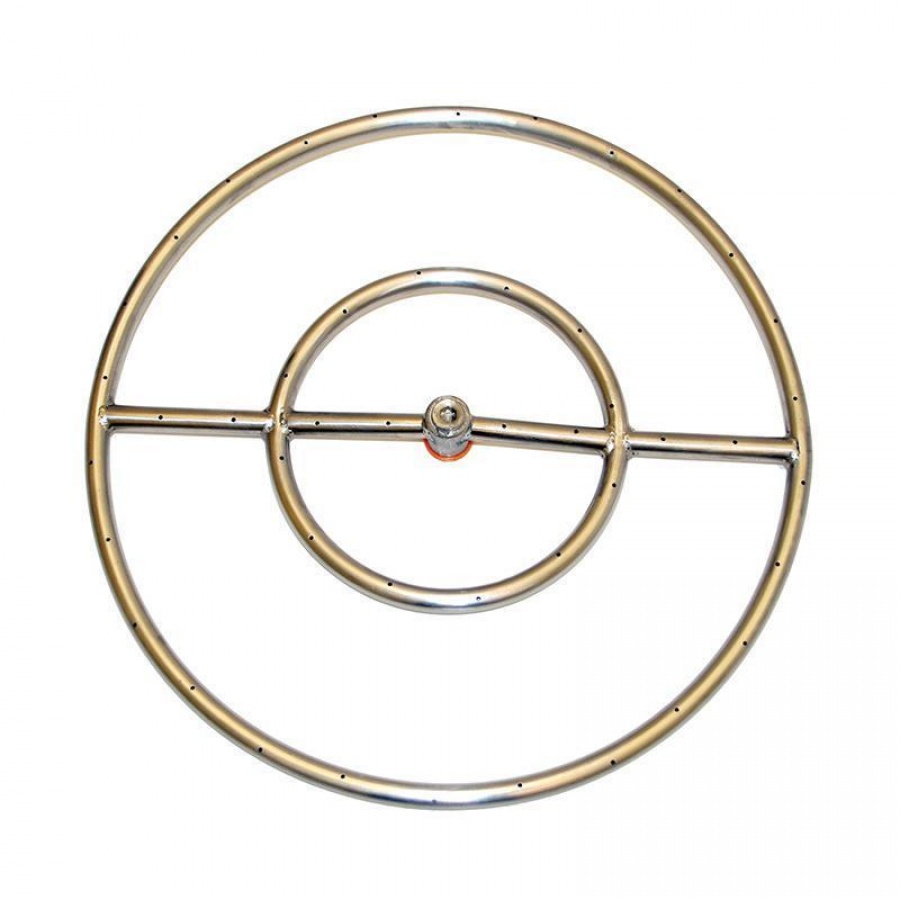 HPC 30-Inch Natural Gas Fire Pit Kit With Round Stainless Steel Ring Burner - Match Light