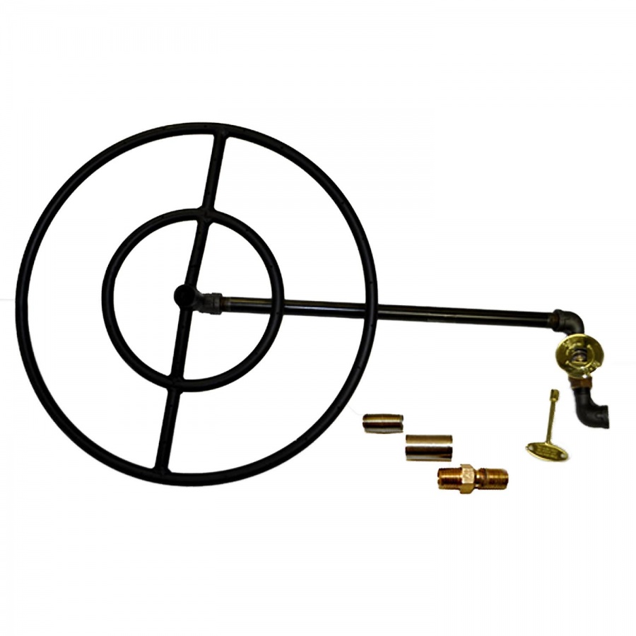 HPC 30-Inch Propane Gas Fire Pit Kit With Round Black Steel Ring Burner - Match Light