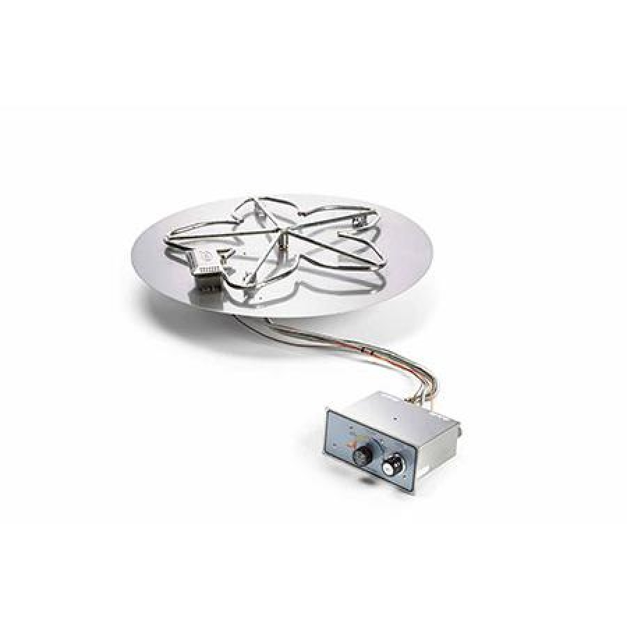 HPC 30-Inch Round Flat Pan Natural Gas Penta Burner Insert - Push Button/Flame Sensing Ignition