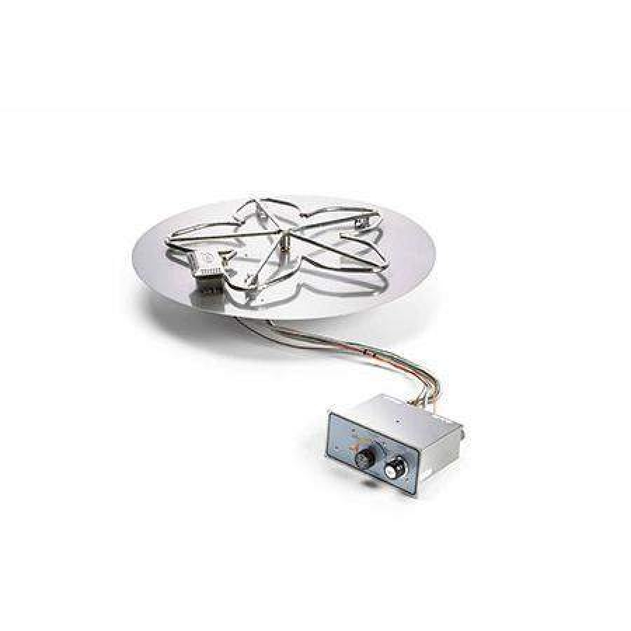 HPC 36-Inch Round Flat Pan Propane Gas Penta Burner Insert - Push Button/Flame Sensing Ignition