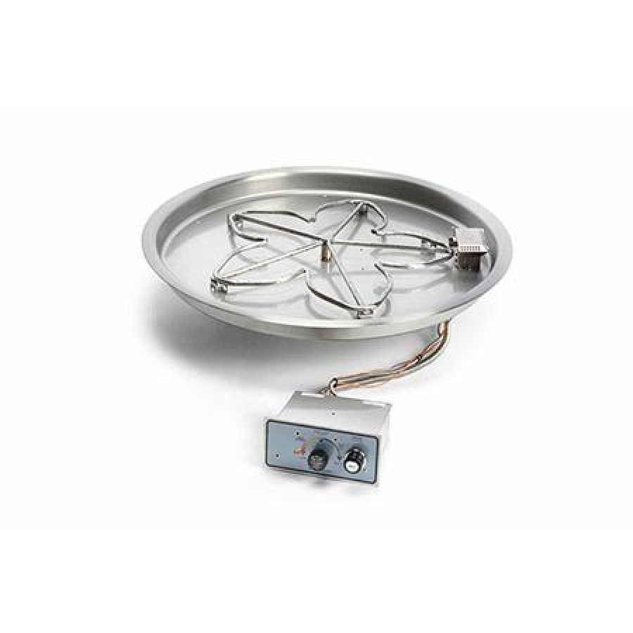 HPC 37-Inch Round Bowl Pan Natural Gas Penta Burner Insert - Push Button/Flame Sensing Ignition