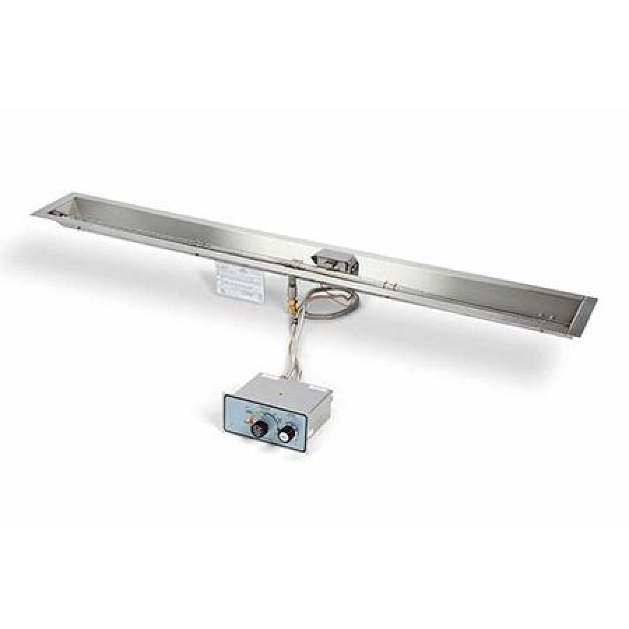 HPC 48-Inch Linear Trough Pan Natural Gas T-Burner Insert - Push Button/Flame Sensing Ignition