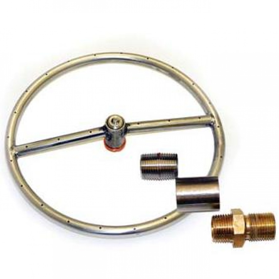 HPC 6-Inch Propane Gas Fire Pit Kit With Round Stainless Steel Ring Burner - Match Light